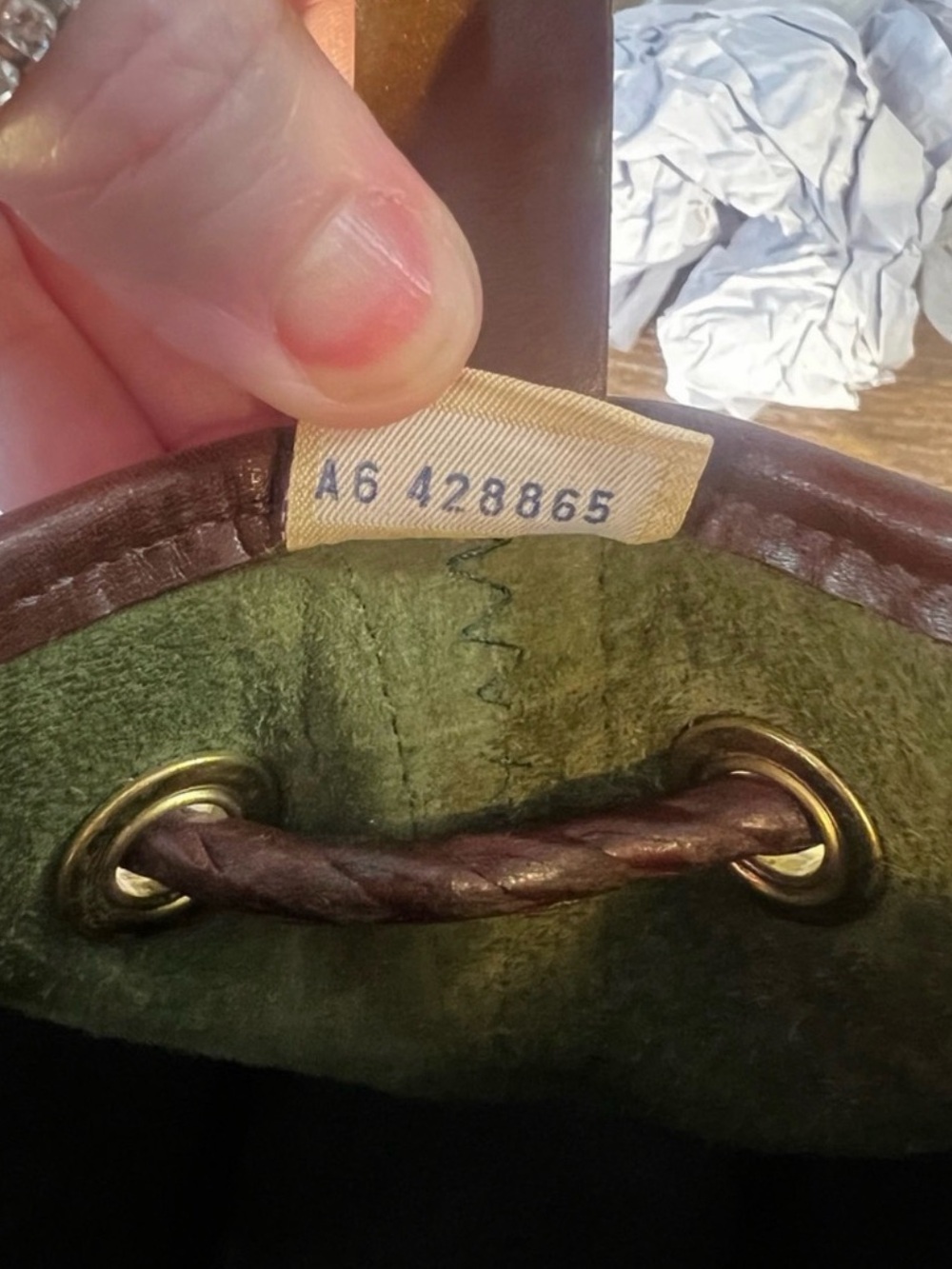 Vintage Dooney & Bourke Green AWL Drawstring Duck Bag Florentine Trim USA - Picture 13 of 14
